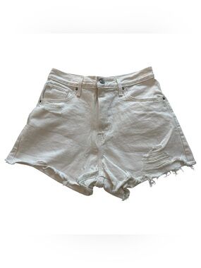 Levi’s white distressed denim high waisted mom shorts size 28